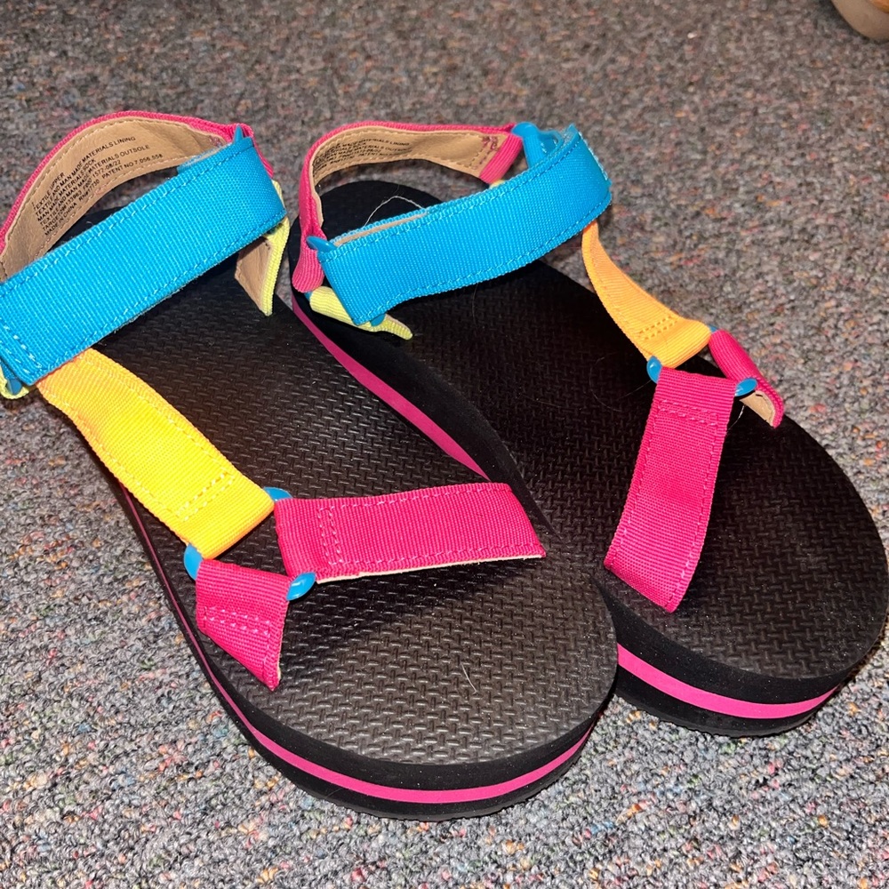 Wild Fable Black Multi Colored Platform Sandals Size 7 LIKE NEW